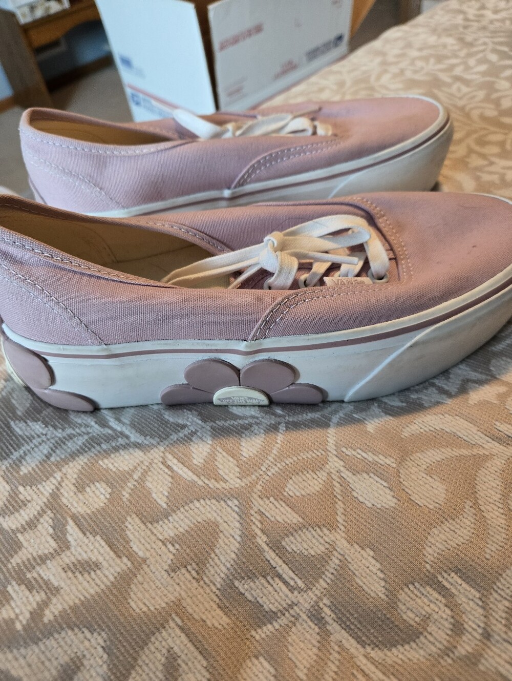 Vans Pink Platform Canvas Lace-Up Sneakers with Floral Platform